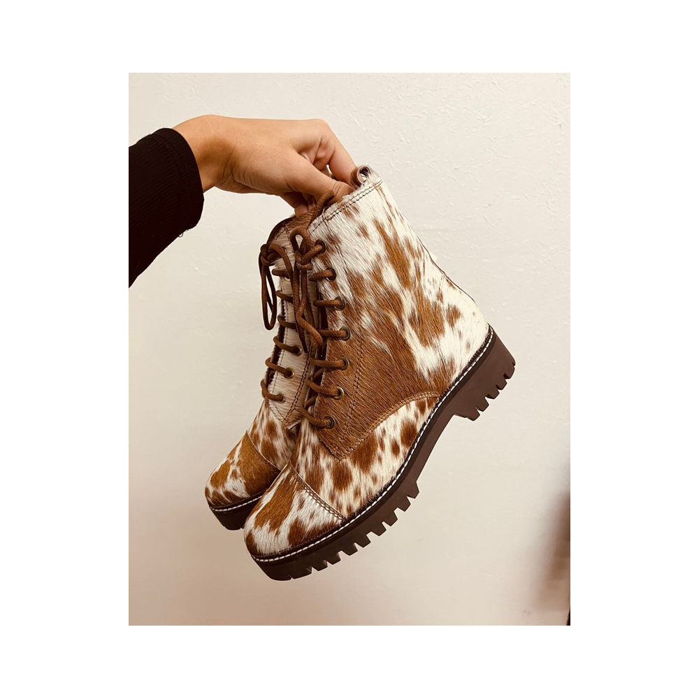 Cowhide Hair Leather Boots